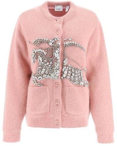 burberry pink cardigan|Burberry equestrian cardigan.